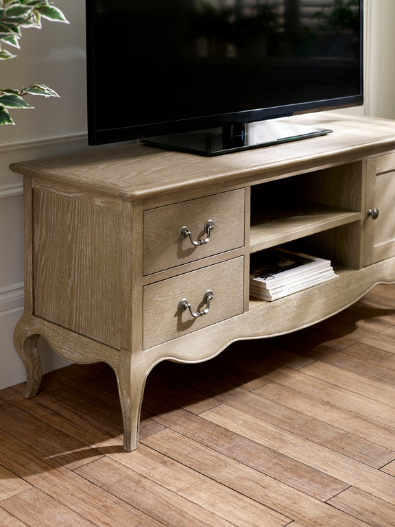 Camille French Style TV Unit – Limed Oak – alternate view
