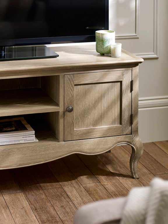 Camille French Style TV Unit – Limed Oak – alternate view