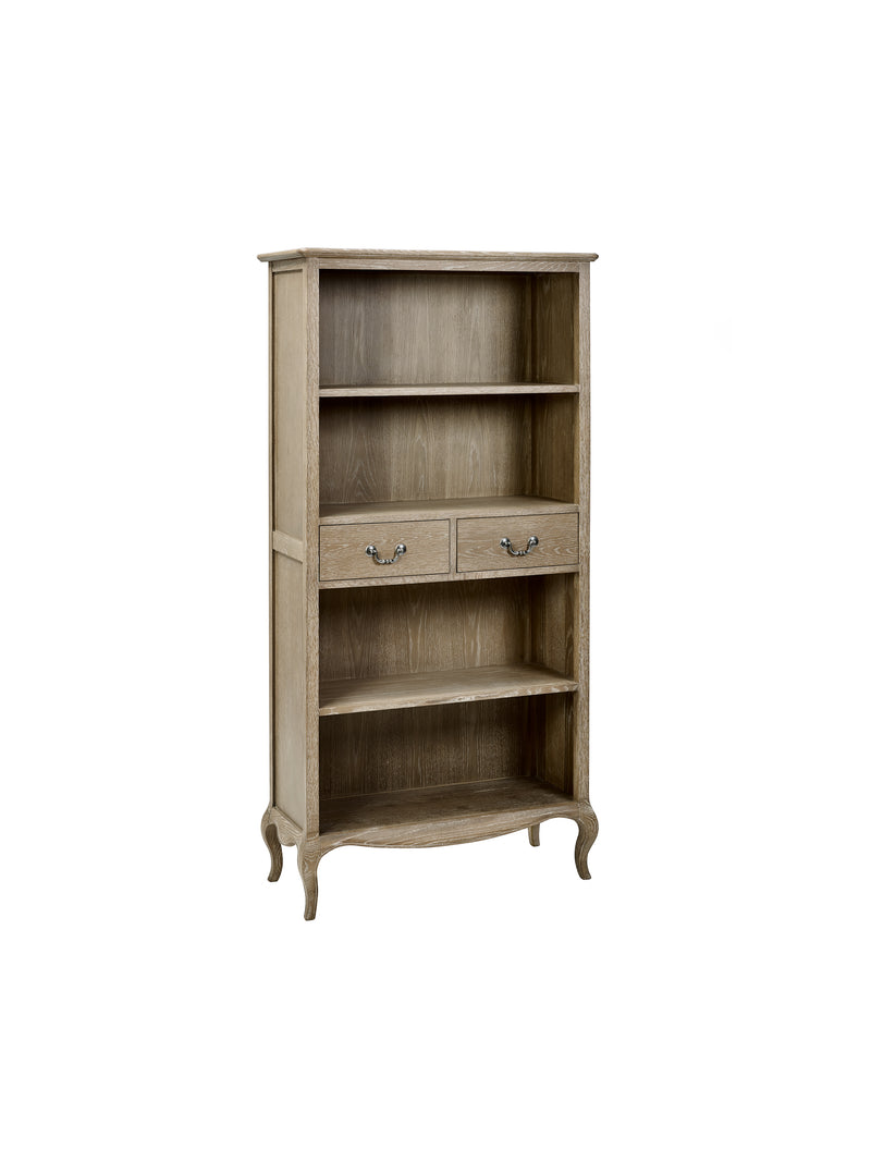 Camille French Style Tall Bookcase with Drawers – Limed Oak – alternate view
