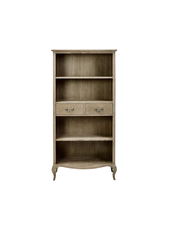 Camille French Style Tall Bookcase with Drawers – Limed Oak – alternate view