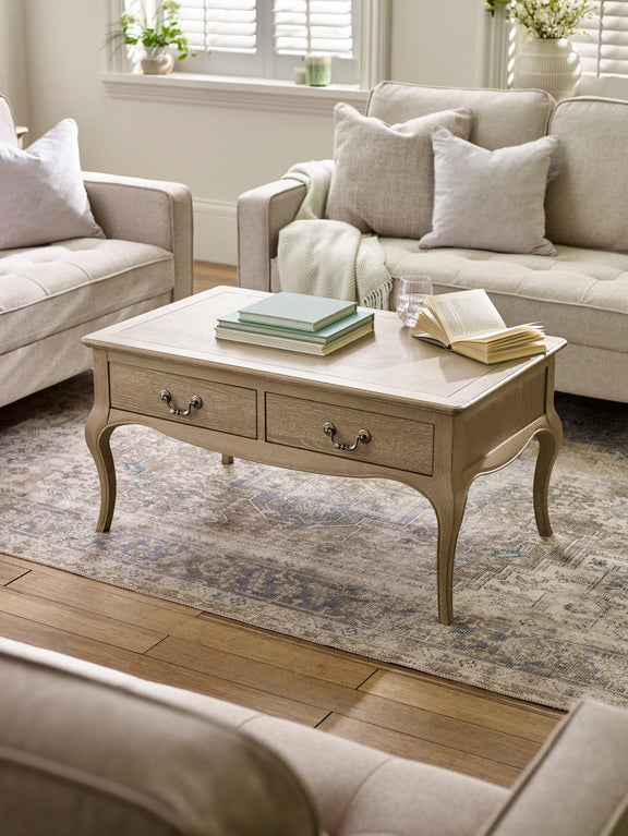 Camille French Style Rectangular Coffee Table – Limed Oak – alternate view