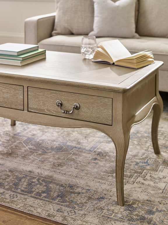 Camille French Style Rectangular Coffee Table – Limed Oak – alternate view
