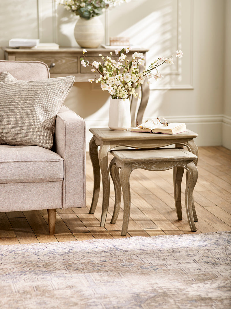 Camille Nesting Tables – Limed Oak – main view