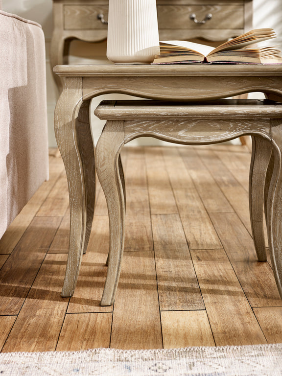 Camille Nesting Tables – Limed Oak – alternate view