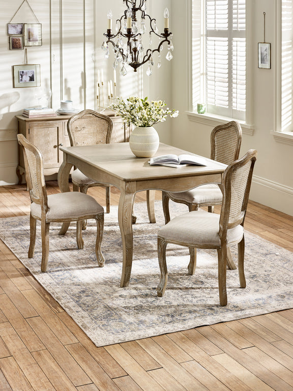 Camille French Style Rectangular 4–6 Seater Extending Dining Table – Limed Oak – alternate view