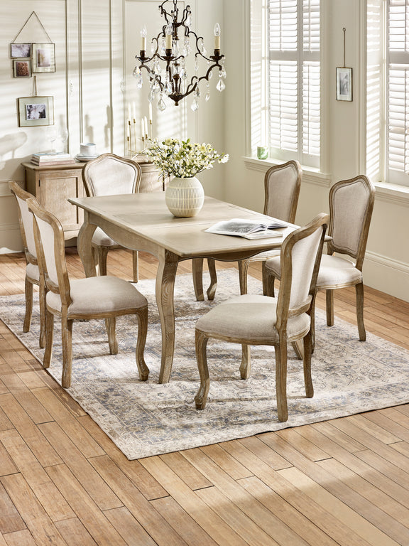 Camille French Style Rectangular 4–6 Seater Extending Dining Table – Limed Oak – alternate view
