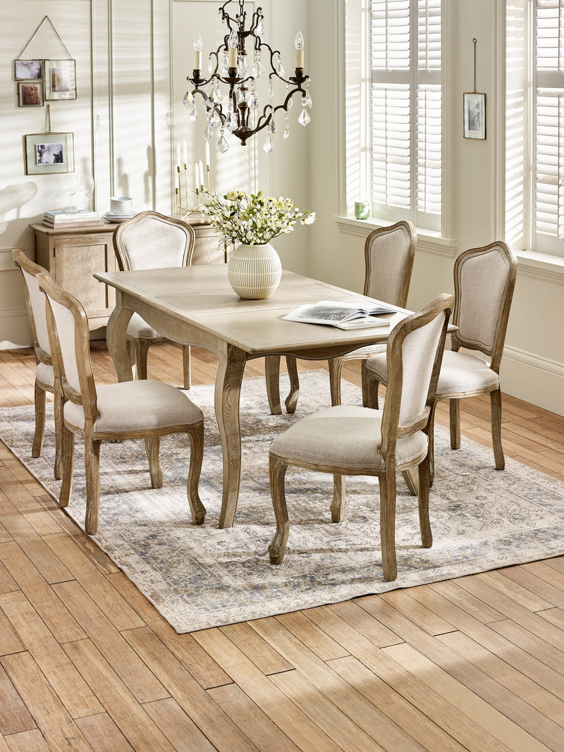 Camille French Style Rectangular 4–6 Seater Extending Dining Table – Limed Oak – alternate view