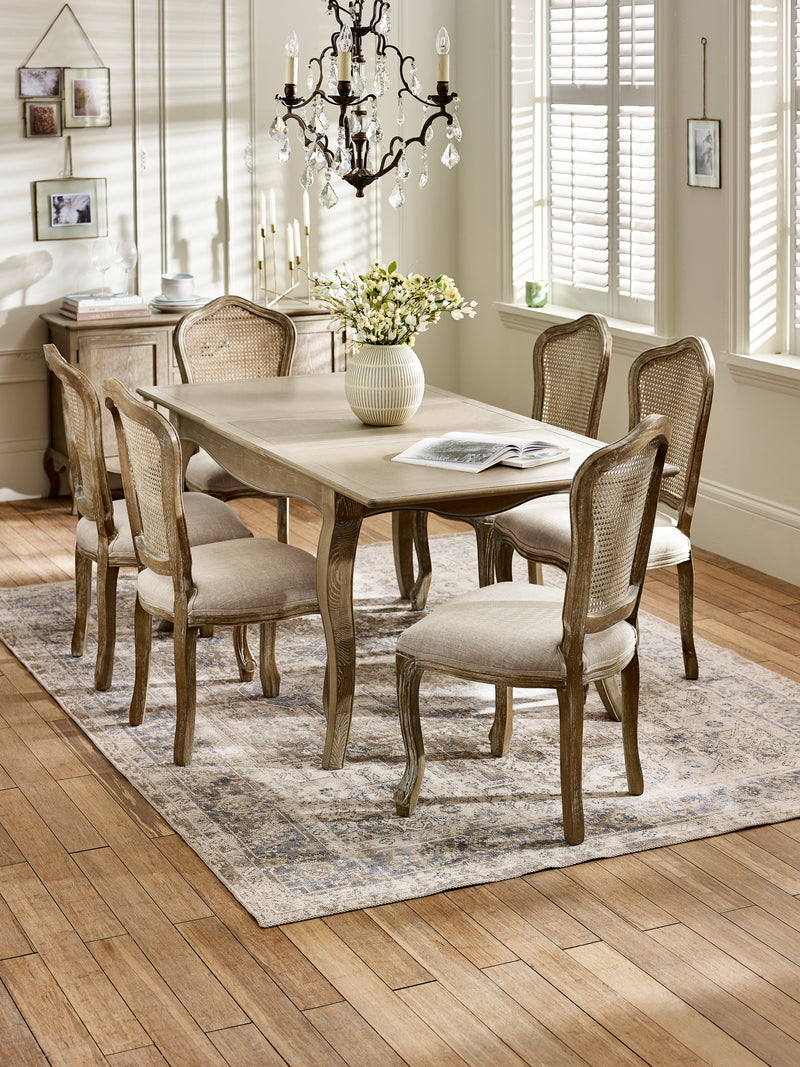 Camille French Style Rectangular 4–6 Seater Extending Dining Table – Limed Oak – alternate view