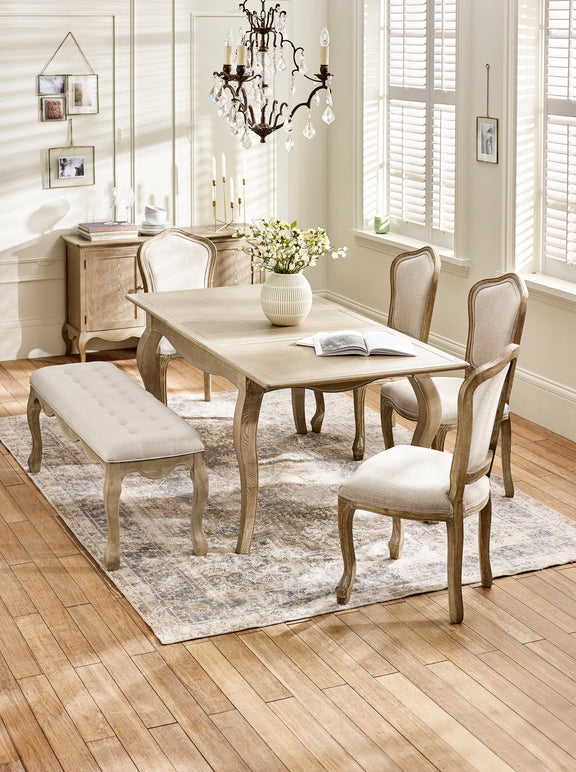 Camille French Style Rectangular 4–6 Seater Extending Dining Table – Limed Oak – alternate view