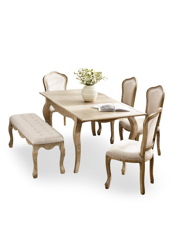 Camille French Style Rectangular 4–6 Seater Extending Dining Table – Limed Oak – alternate view