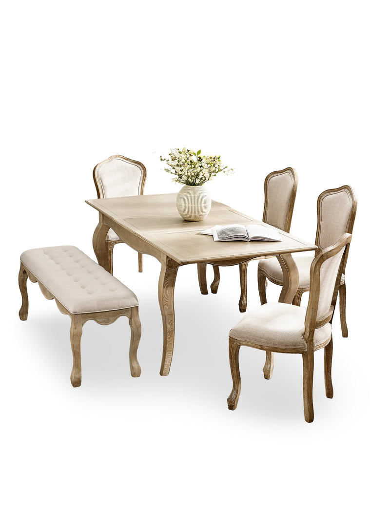 Camille French Style Rectangular 4–6 Seater Extending Dining Table – Limed Oak – alternate view