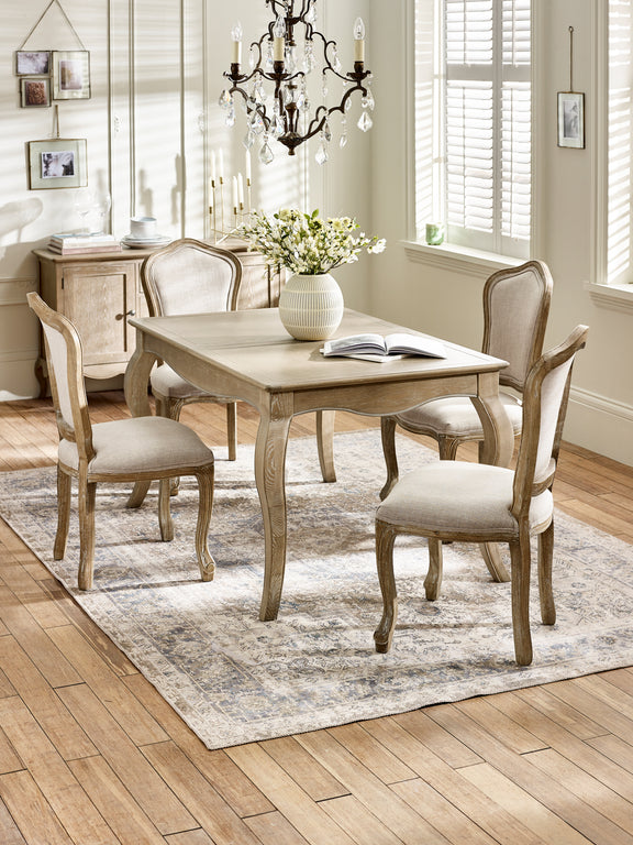 Camille French Style Rectangular 4–6 Seater Extending Dining Table – Limed Oak – alternate view