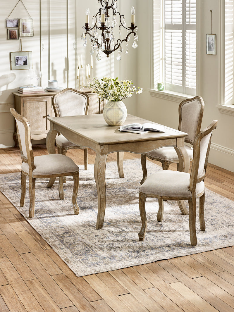 Camille French Style Rectangular 4–6 Seater Extending Dining Table – Limed Oak – alternate view