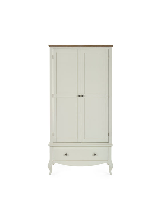 Camille wardrobe ivory and limed oak finish detail