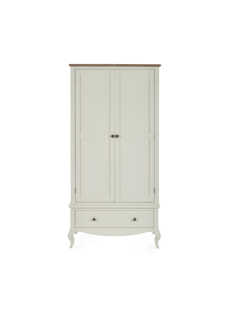 Camille wardrobe ivory and limed oak finish detail