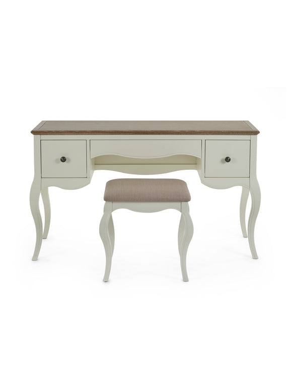Camille dressing table ivory and limed oak finish detail