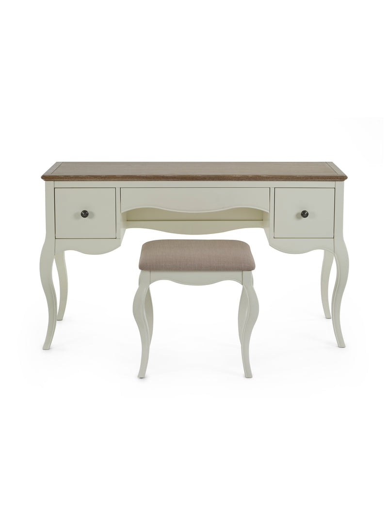 Camille dressing table ivory and limed oak finish detail