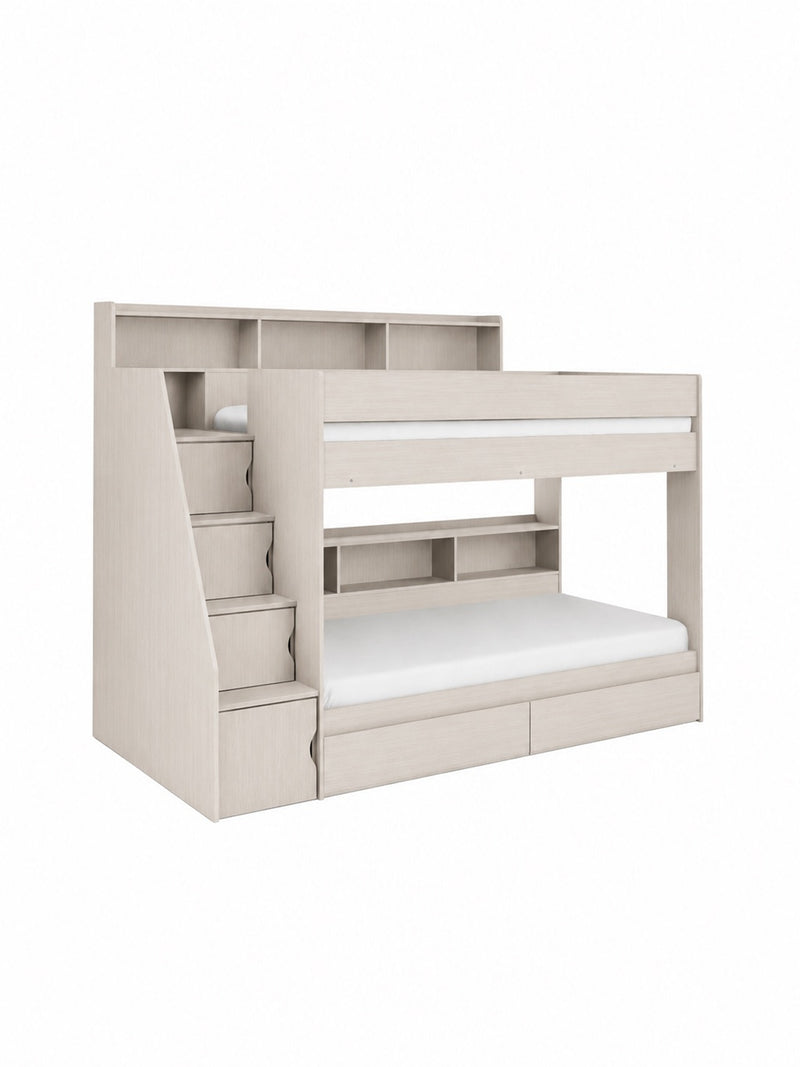 Camelot Nordic White Bunk Bed with Stairs and Storage – cut-out view