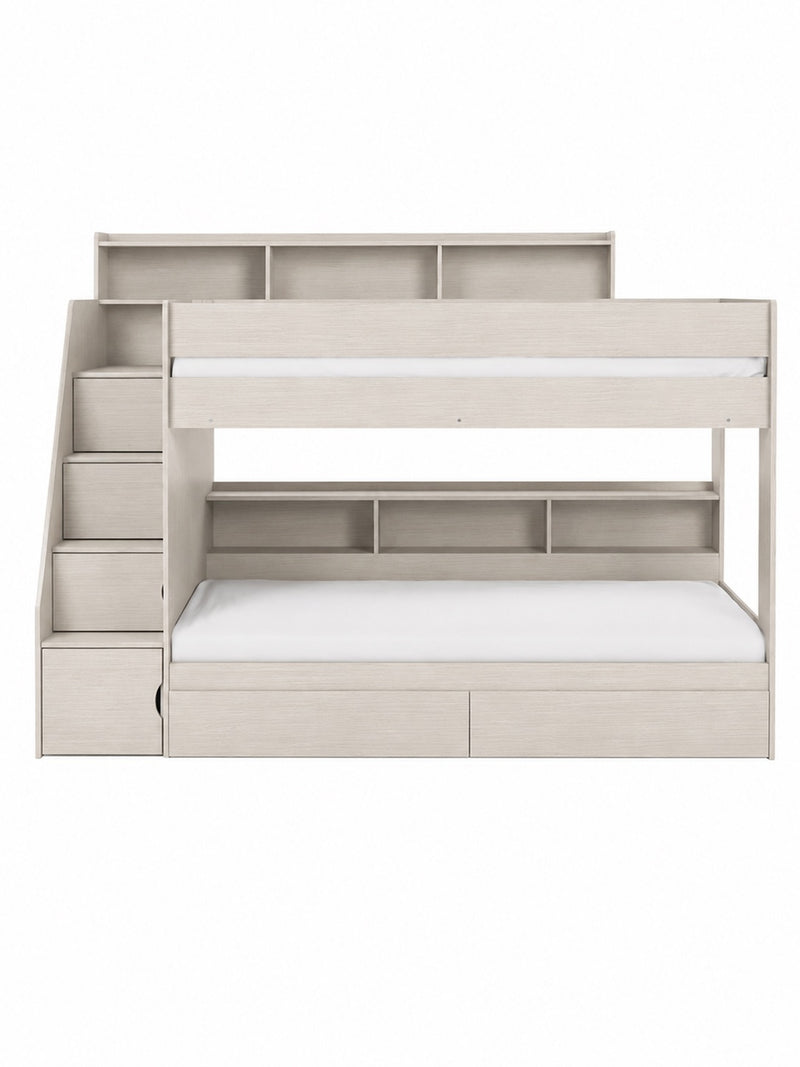 Camelot Nordic White Bunk Bed with Stairs and Storage – cut-out view
