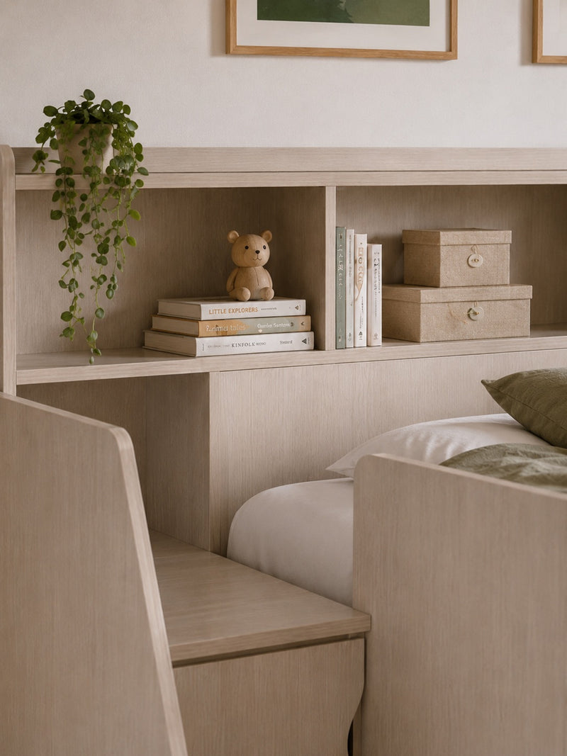 Camelot Nordic White Bunk Bed with Stairs and Storage – detail view