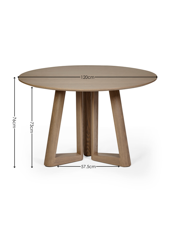Caravelle Round 4 Seater Dining Table – Smokey Oak Effect – alternate view
