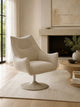 Caspian Ivory Chenille Swivel Lounge Chair – styled room view