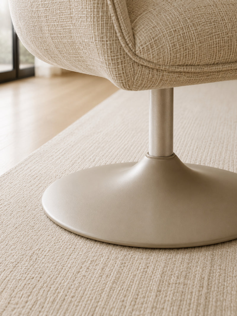Caspian Ivory Chenille Swivel Lounge Chair – detail view
