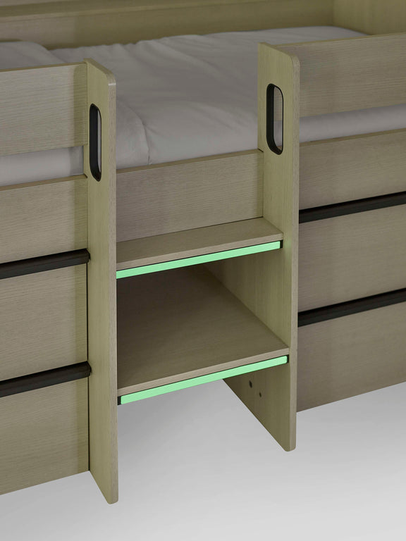 Celeste Nordic Wood Midsleeper Bed with 4 Drawers – alternate view