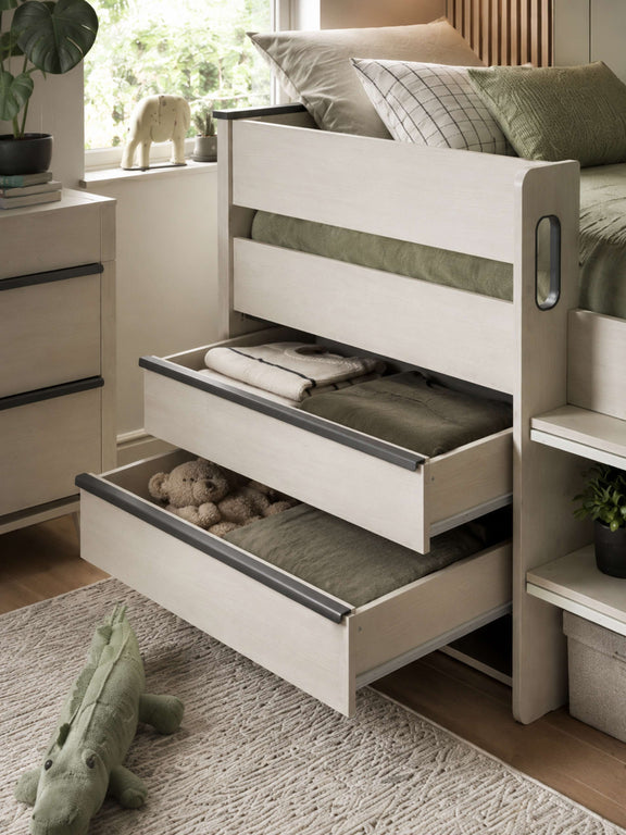 Celeste Nordic Wood Midsleeper Bed with 4 Drawers – alternate view