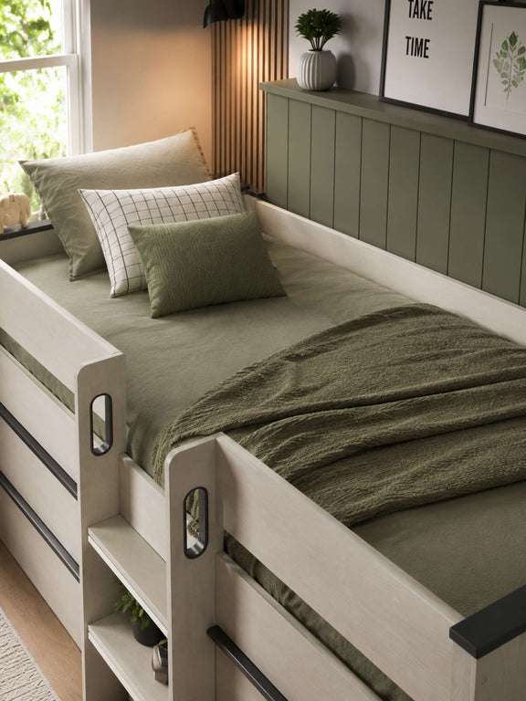 Celeste Nordic Wood Midsleeper Bed with 4 Drawers – alternate view