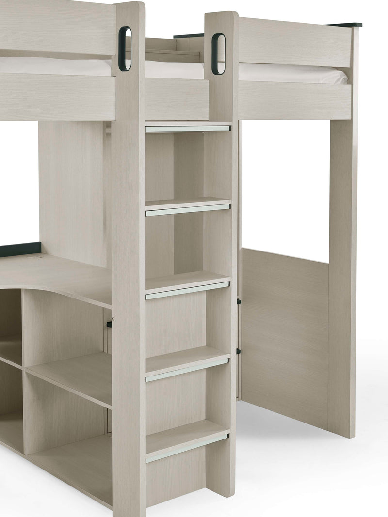 Celeste Nordic Wood Highsleeper Bed with Desk & Wardrobe – alternate view