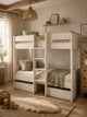 Celeste Nordic Wood Bunk Bed with 2 Drawers – front view