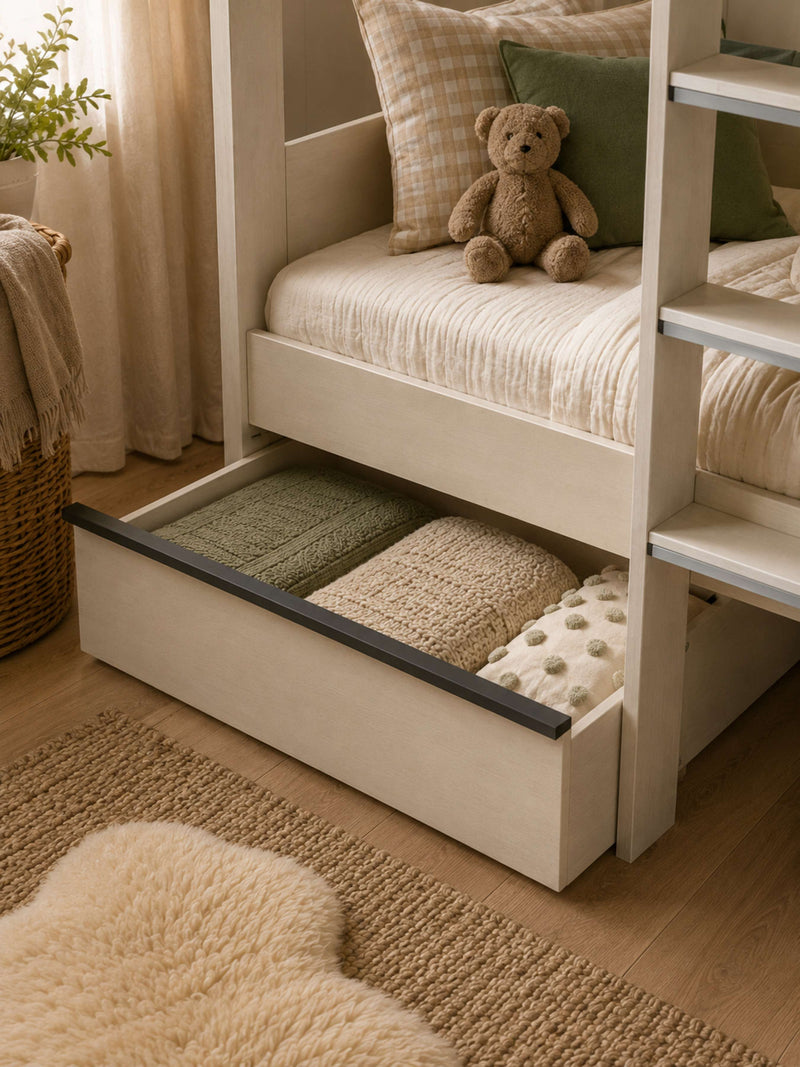 Celeste Nordic Wood Bunk Bed with 2 Drawers – alternate view