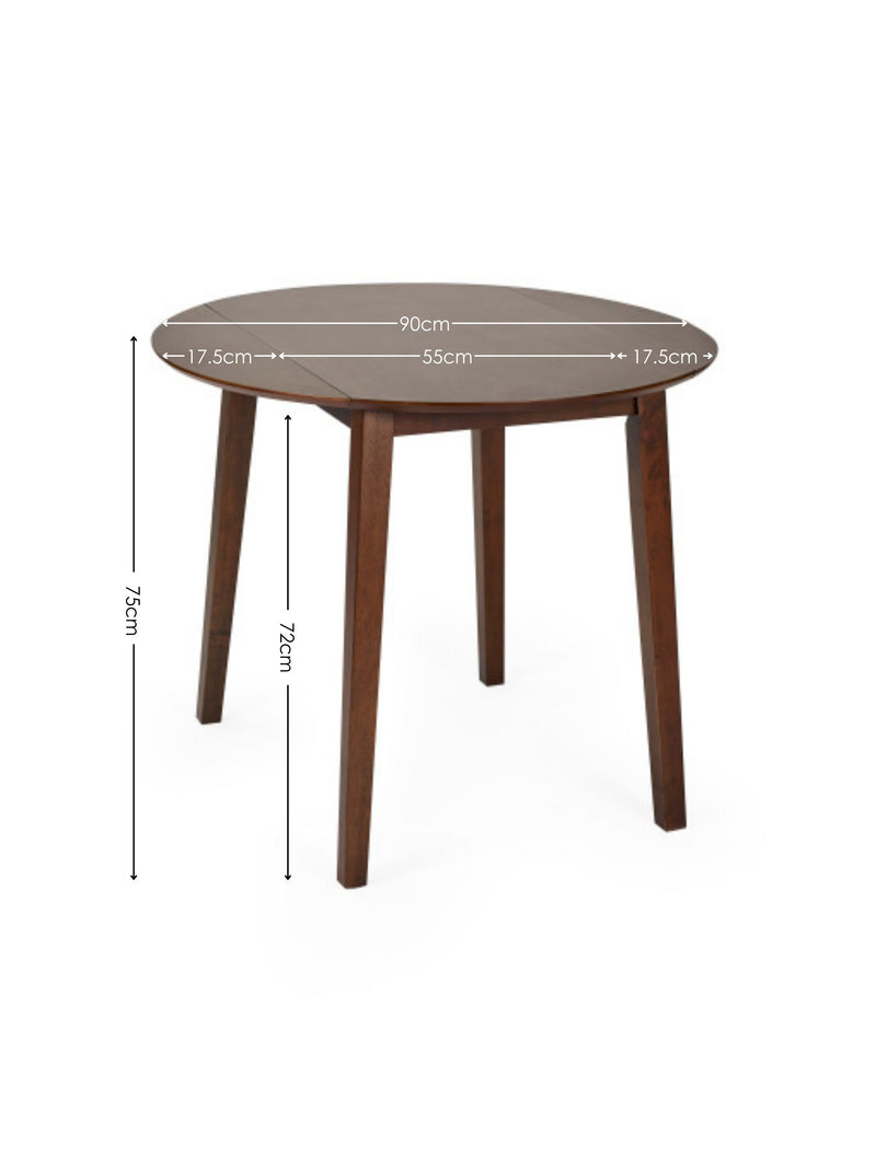 Coast Round 2–4 Seater Drop Leaf Dining Table – Colour Options – Walnut Effect – alternate view