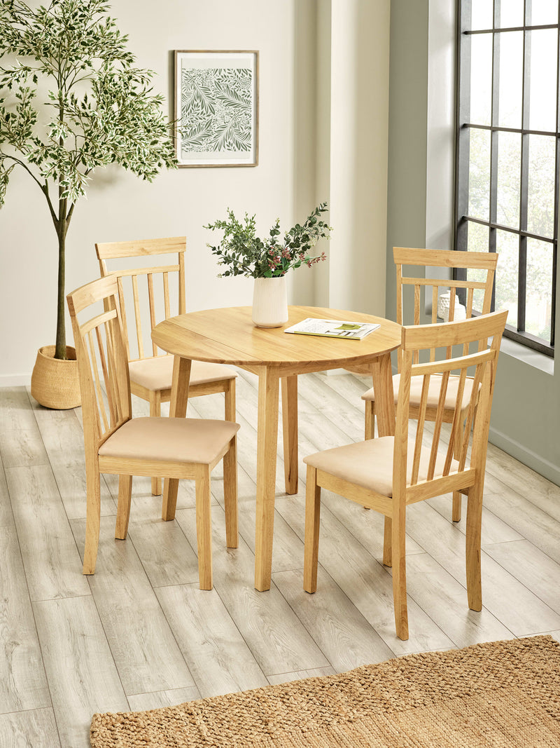 Coast Round 2–4 Seater Drop Leaf Dining Table – Colour Options – Natural Oak Effect – alternate view