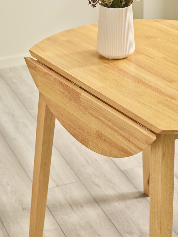 Coast Round 2–4 Seater Drop Leaf Dining Table – Colour Options – Natural Oak Effect – alternate view