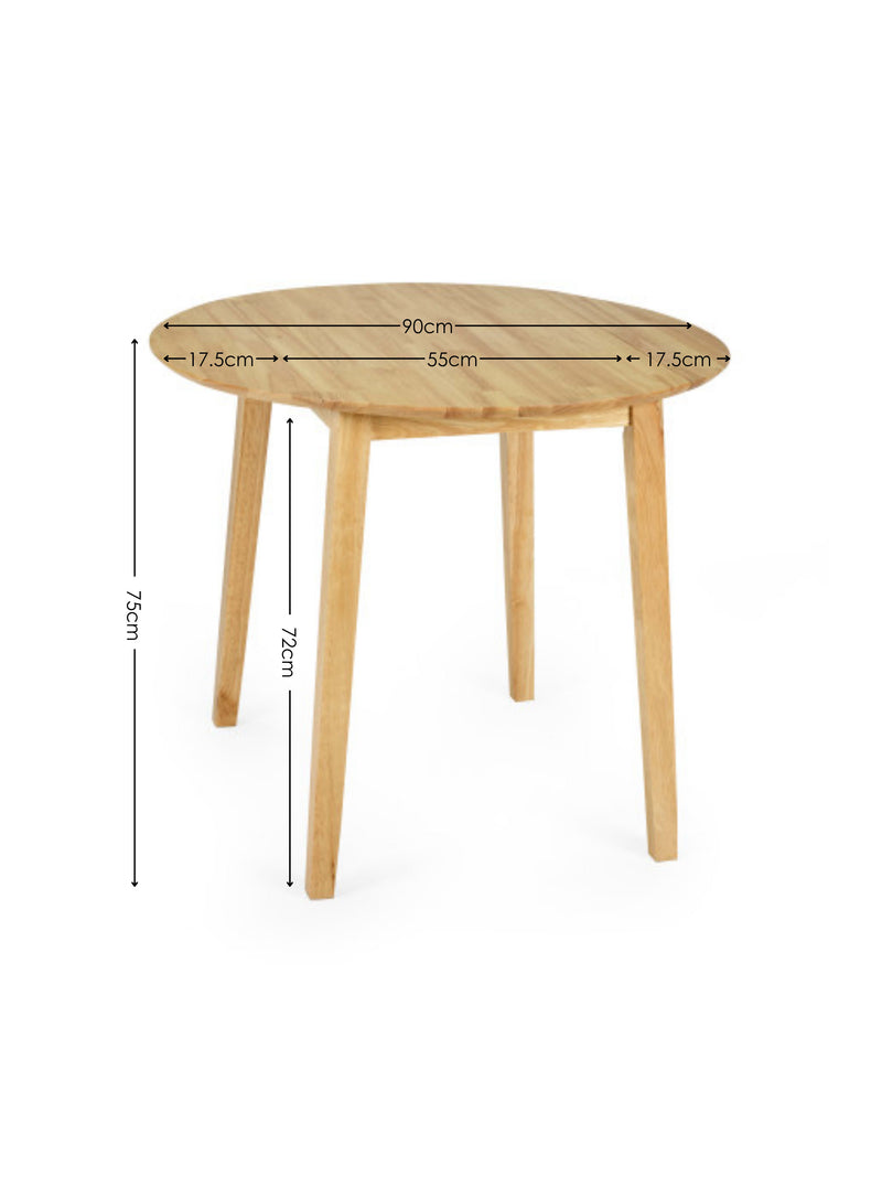 Coast Round 2–4 Seater Drop Leaf Dining Table – Colour Options – Natural Oak Effect – alternate view