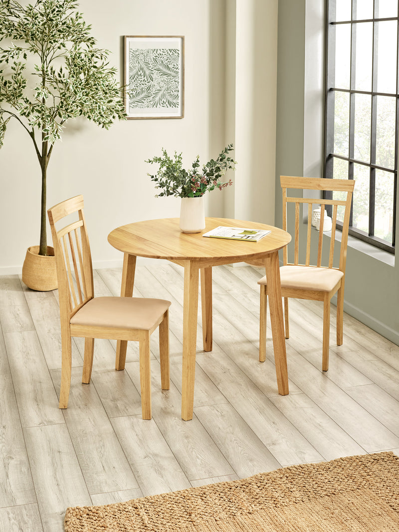 Coast Round 2–4 Seater Drop Leaf Dining Table – Colour Options – Natural Oak Effect – alternate view