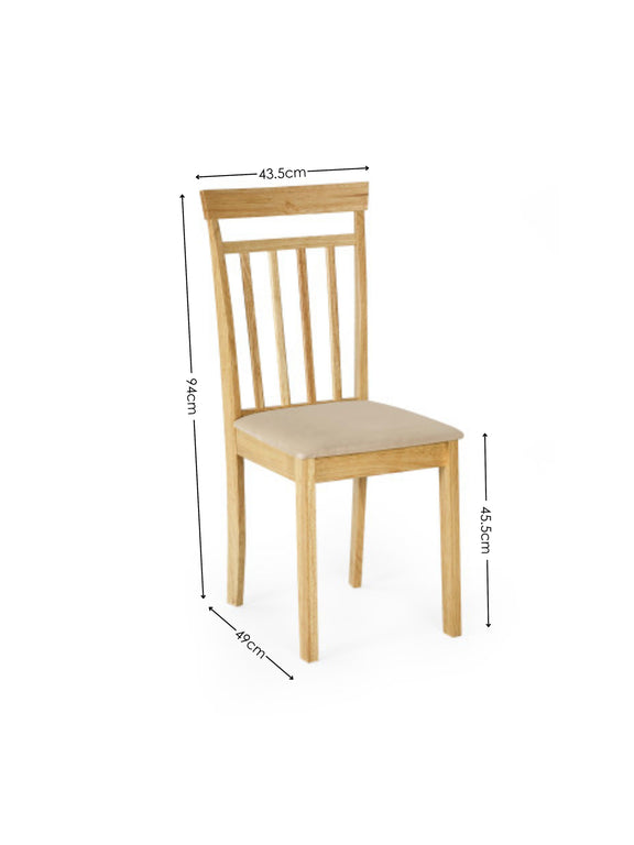 Coast Dining Chair (Set of 2) – Colour Options – Natural Oak Effect – alternate view