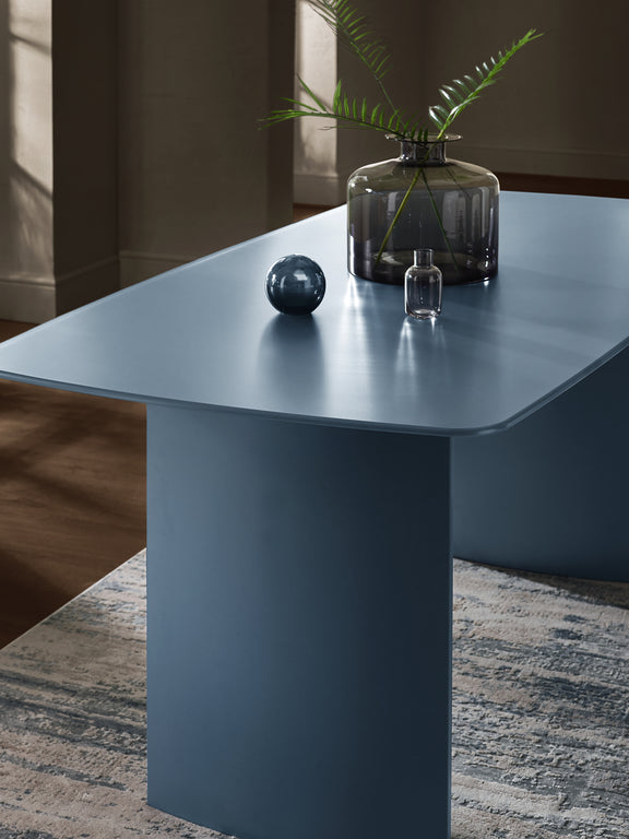 Element Rectangular Glass Table – Colour Options – Matt Blue – alternate view