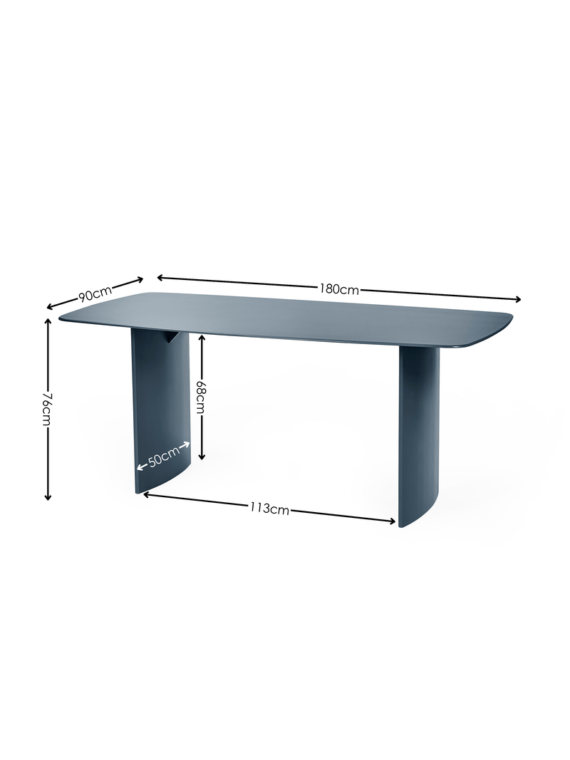 Element Rectangular Glass Table – Colour Options – Matt Blue – alternate view