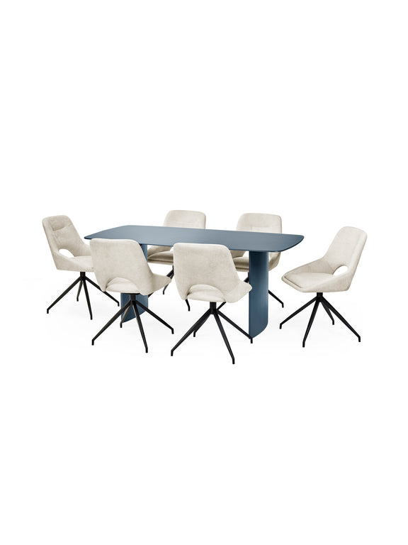 Element Rectangular Glass Table – Colour Options – Matt Blue – alternate view