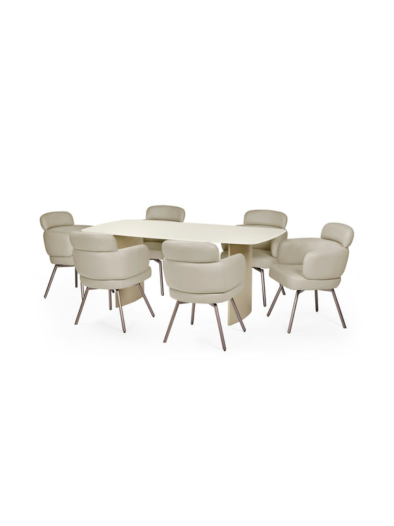 Element Rectangular Glass Table – Colour Options – Matt Cream – alternate view