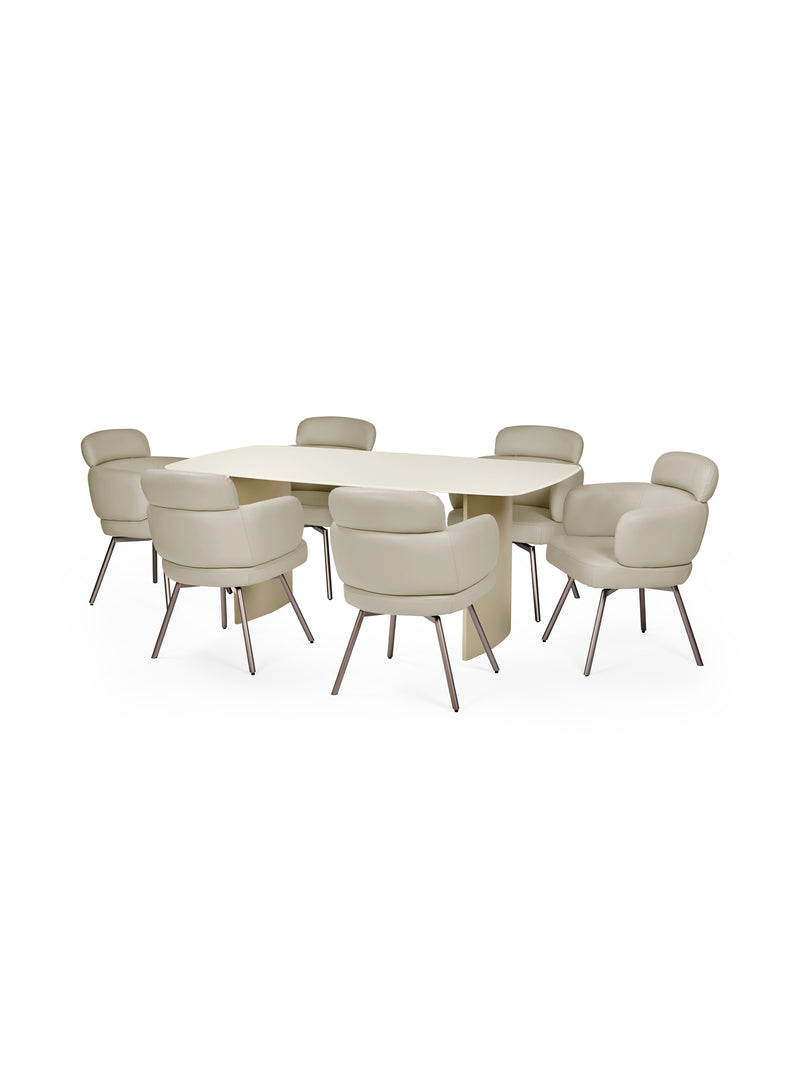 Element Rectangular Glass Table – Colour Options – Matt Cream – alternate view