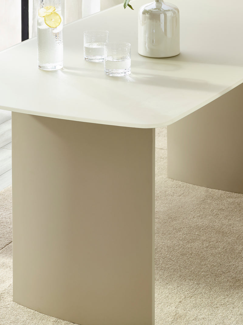Element Rectangular Glass Table – Colour Options – Matt Cream – alternate view