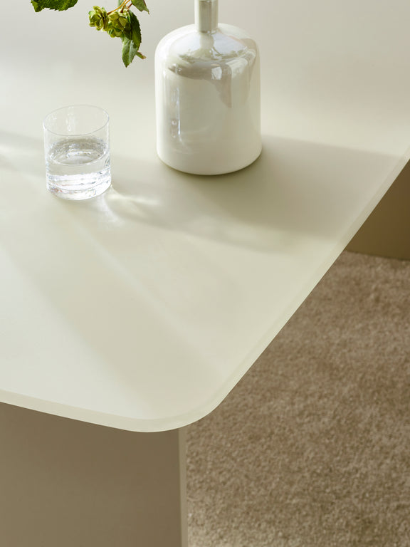 Element Rectangular Glass Table – Colour Options – Matt Cream – alternate view