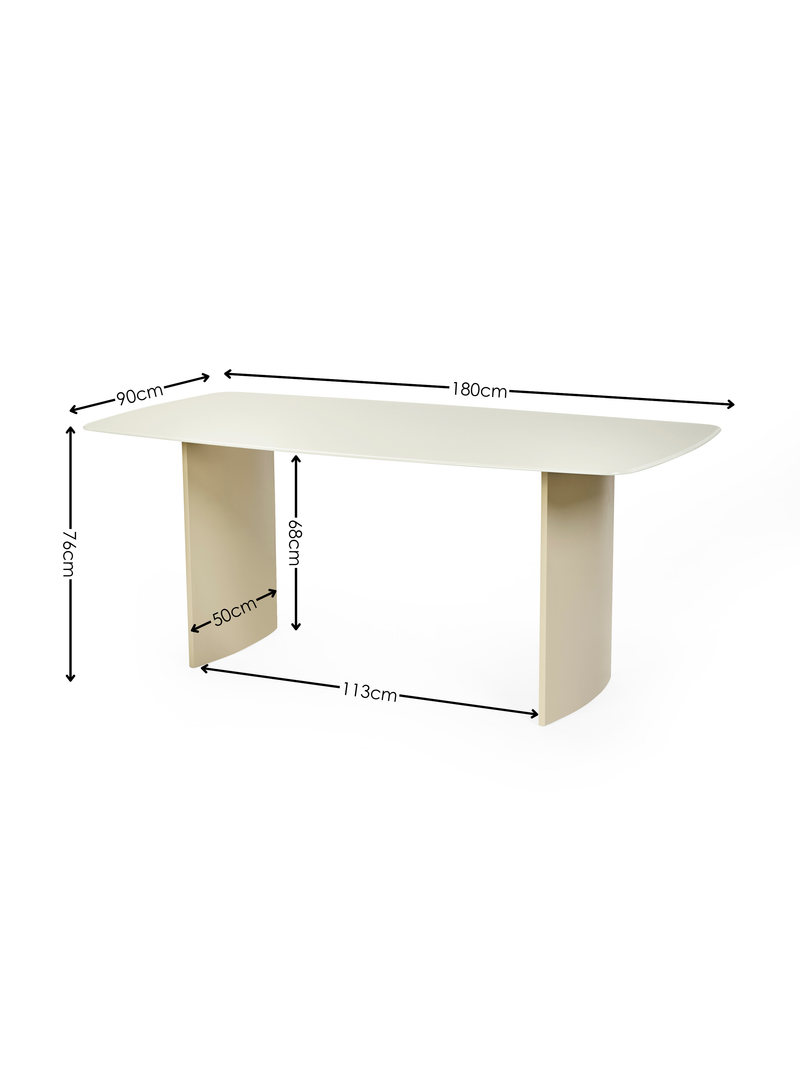 Element Rectangular Glass Table – Colour Options – Matt Cream – alternate view