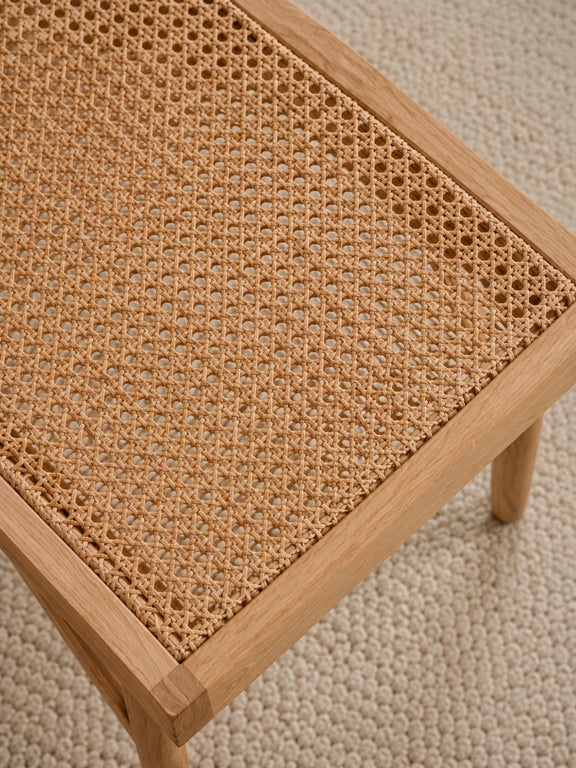 Elodie Natural Ash Rattan Dining Bench – detail view