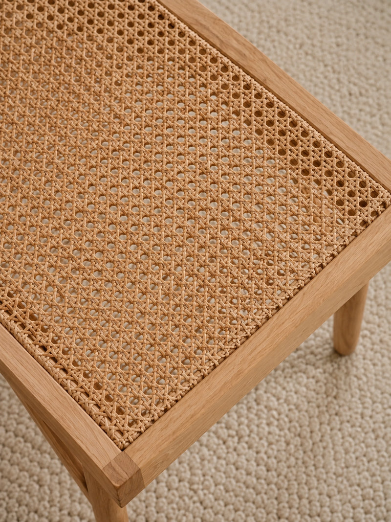 Elodie Natural Ash Rattan Dining Bench – detail view