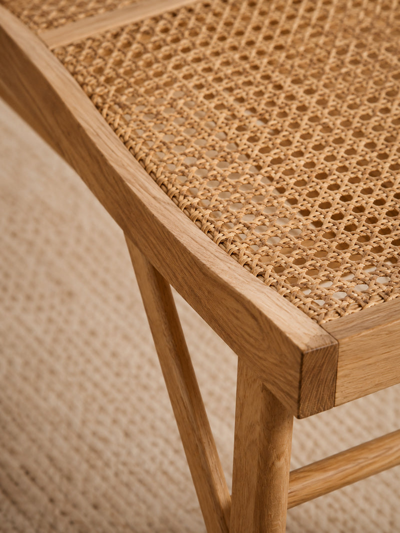 Elodie Natural Ash Rattan Dining Bench – detail view